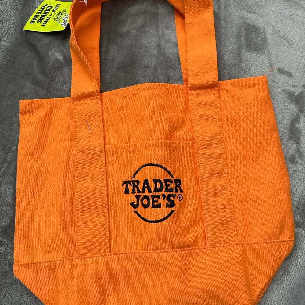 Trader Joe's Orange mini Canvas Grocery Tote Bag